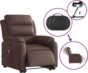 vidaXL Πολυθρόνα Μασάζ Ηλεκ Ανακλινόμενη με Ανύψωση Συνθετικό Δέρμα