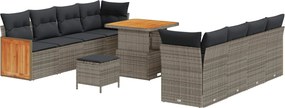 vidaXL Σετ Καναπέ Κήπου με μαξιλάρι 11 pcs Γκρι