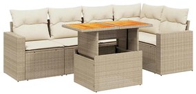 vidaXL Σετ Καναπέ Κήπου 6 τεμ. Μπεζ Συνθετικό Ρατάν με Μαξιλάρια