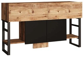 Μπουφές 956LCS1516 138,8x43,3x83,6cm Pine-Black Melamine, Metal