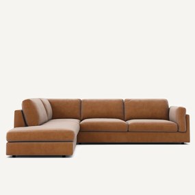 Γωνιακός καναπές με σεζλόνγκ από υφασμα μπουκλέ, César