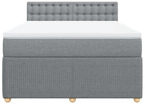 vidaXL Κρεβάτι Boxspring με Στρώμα Ανοιχτό Γκρι 140x200 εκ. Υφασμάτινο