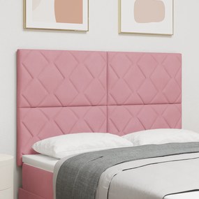 vidaXL LED Κεφαλάρι με φώτα λωρίδας LED Geometric Ροζ 144 cm Βελούδο