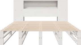 vidaXL Κρεβάτι Βιβλιοθήκη Χωρίς Στρώμα Λευκό 120x200 εκ Μασίφ Πεύκο