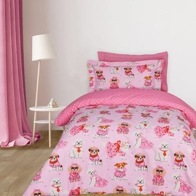 Σεντόνια Παιδικά 4938 (Σετ 3τμχ) Pink Das Home Μονό 170x260cm 100% Βαμβάκι