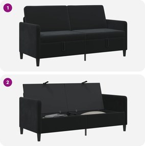 vidaXL Καναπές με Αποθήκευση Μαύρο 172 x 78 x 87 εκ Πολυεστέρας