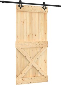 vidaXL Συρόμενη Πόρτα Φυσικό και Μαύρο 95 x 210 cm
