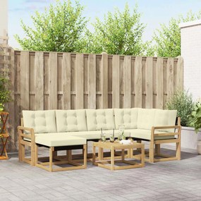 vidaXL Σειρά Καναπέ Εξωτερικού με μαξιλάρι 7 pcs Λευκό και Κρεμ