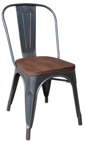Καρέκλα Relix Wood Antique Black Ε5191W,10 45Χ51Χ85 cm Μέταλλο,Ξύλο