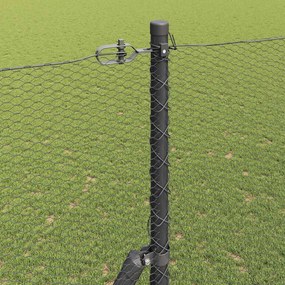 vidaXL Έξιγωνο φράχτη σταθερού εδάφους 25 x 1,5 m Γκρι Δίχτυ