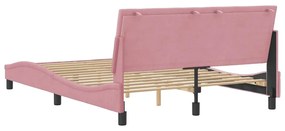 vidaXL Πλαίσιο Κρεβατιού Χωρίς Στρώμα Hanko Ροζ 140x200 εκ. Βελούδινο