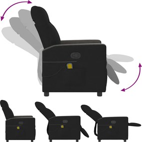 vidaXL Πολυθρόνα Μασάζ Ανακλινόμενη Μαύρη Υφασμάτινη