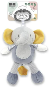 Κρεμαστό Λούτρινο Ζωάκι Με Μουσική Music Elephant Grey Natural  10191440010  Lorelli