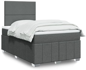vidaXL Κρεβάτι Boxspring με Στρώμα Σκούρο Γκρι 120x200 εκ. Υφασμάτινο