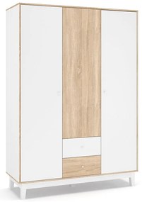 Ντουλάπα Awell pakoworld τρίφυλλη sonoma-λευκό 153,5x54,5x216εκ