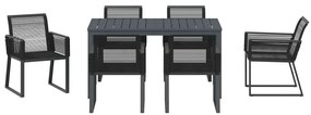 vidaXL Σέτ φαγητού για κήπο 7 pcs Μαύρο συνθετικό ρατάν