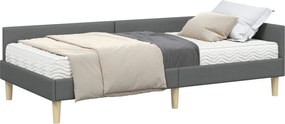 vidaXL Κρεβάτι γωνίας με στρώμα με στρώμα 2 pcs Γκρι ύφασμα