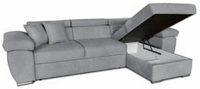 Γωνιακός καναπές-κρεβάτι αναστρέψιμος Comy pakoworld γκρι 286x160x75-90εκ