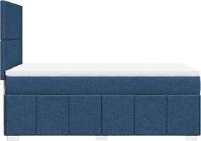 vidaXL Κρεβάτι Boxspring με Στρώμα Μπλε 90x200 εκ.Υφασμάτινο