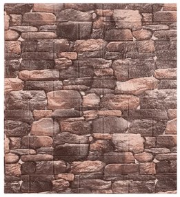 3D Ανάγλυφο Αυτοκόλλητο Τοίχου – Τουβλάκι Καφέ/Μαύρο Νερά