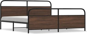 vidaXL Σκελετός Κρεβ. Χωρίς Στρώμα Καφέ Δρυς 183x213 εκ. Μεταλλικό