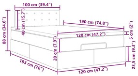 Οθωμανικό κρεβάτι με στρώμα σκούρο μπλε 120x190 cm Velvet - Μπλε