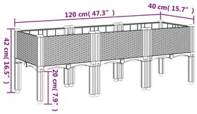 ΖΑΡΝΤΙΝΙΕΡΑ ΚΗΠΟΥ ΜΕ ΠΟΔΙΑ ΑΝ. ΓΚΡΙ 120X40X42 ΕΚ ΠΟΛΥΠΡΟΠΥΛΕΝΙΟ 367897