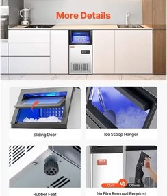 VEVOR Commercial Ice Maker Freestanding Cabinet Machine 120lbs/24H 36 Ice Cubes