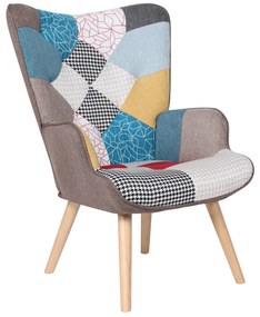 Πολυθρόνα ArteLibre BRIAR Patchwork Ύφασμα/Ξύλο 73x69x96cm-14770006