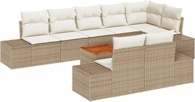 vidaXL Σετ Καναπέ Κήπου με αποθήκευση 9 pcs Μπεζ και λευκό