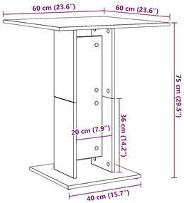 Τραπέζι Bistro Γκρι Σκυροδέματος 60 x 60 x 75 εκ. Επεξ. Ξύλο - Γκρι