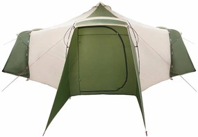 vidaXL Σκηνή Τιπί με στέγη Πράσινο και μπεζ 492 x 492 x 275 εκ ύφασμα
