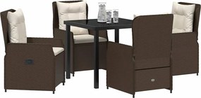 vidaXL Σέτ φαγητού για κήπο 5 pcs Καφέ συνθετικό ρατάν