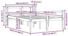 Κρεβάτι Ηλικιωμένου με Κεφαλάρι 160 x 200 εκ. από Μασίφ Πεύκο - Καφέ