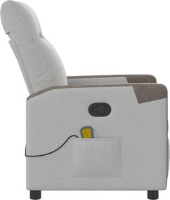 vidaXL καρέκλα ανάκλισης μασάζ Cloud Grey Fabric