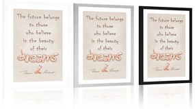 Αφίσα με παρπαστού Ενθαρρυντικά γνωμικά για όνειρα - Ελέανορ Ρούσβελτ - 40x60 silver