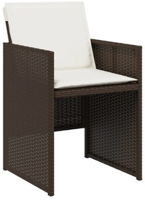 vidaXL Σετ Τραπεζαρίας Κήπου 9 Τεμαχίων με Μαξιλάρια Καφέ Ρατάν Πολυ
