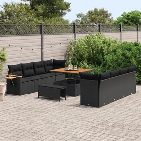 vidaXL 11 κομμάτια σετ καναπέ κήπου με μαξιλάρια μαύρο συνθετικό ρατάν
