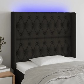 Κεφαλάρι Κρεβατιού LED Μαύρο 93x16x118/128εκ. Υφασμάτινο - Μαύρο