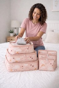 Stewehome Σετ 6 τεμαχίων οργανωτών αποσκευών με πλεκτή ψάθα πολύ λειτουργικό Λευκό