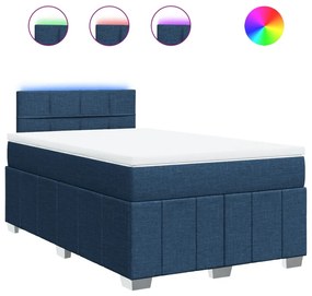 vidaXL Κρεβάτι Boxspring με Στρώμα Μπλε 120x200 εκ. Υφασμάτινο