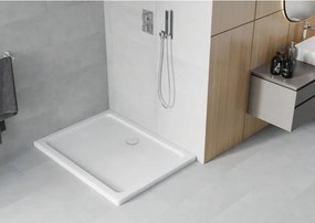 Mexen Flat ορθογώνιος ντουζιέρα slim 90 x 70 cm, λευκό, σιφόνι χρώμιο - 40107090