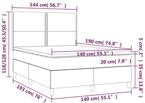 Κρεβάτι Boxspring με Στρώμα Taupe 140x190 εκ. Υφασμάτινο - Μπεζ-Γκρι