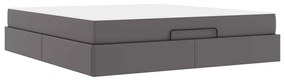 vidaXL Σκελετός κρεβατιού με στρώμα Γκρι 180 x 200 cm Τεχνητό δέρμα