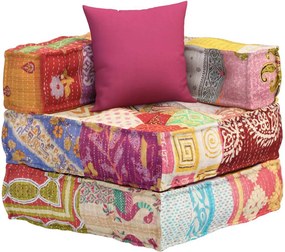 vidaXL Κάθισμα - Πουφ Αρθρωτό με Patchwork Υφασμάτινο με Μαξιλάρι