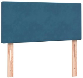 vidaXL Κρεβάτι Boxspring με Στρώμα Σκούρο Μπλε 80x220 εκ. Βελούδινο