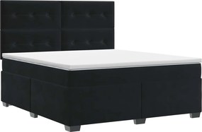 vidaXL Κρεβάτι box spring με στρώμα Μαύρο 140 x 200 cm Βελούδο