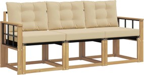 vidaXL Σειρά Καναπέ Εξωτερικού με μαξιλάρι 3 pcs Λευκό και Μπεζ