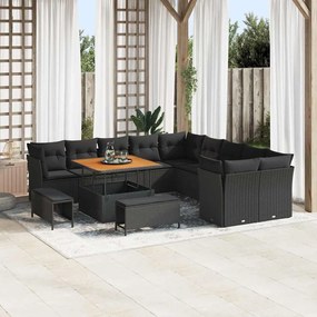 vidaXL Σετ Καναπέ Κήπου 13 pcs Μαύρο συνθετικό ρατάν