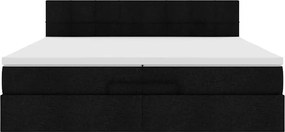 vidaXL Οθωμανικό κρεβάτι με στρώμα Μαύρο 200x200 cm Ύφασμα